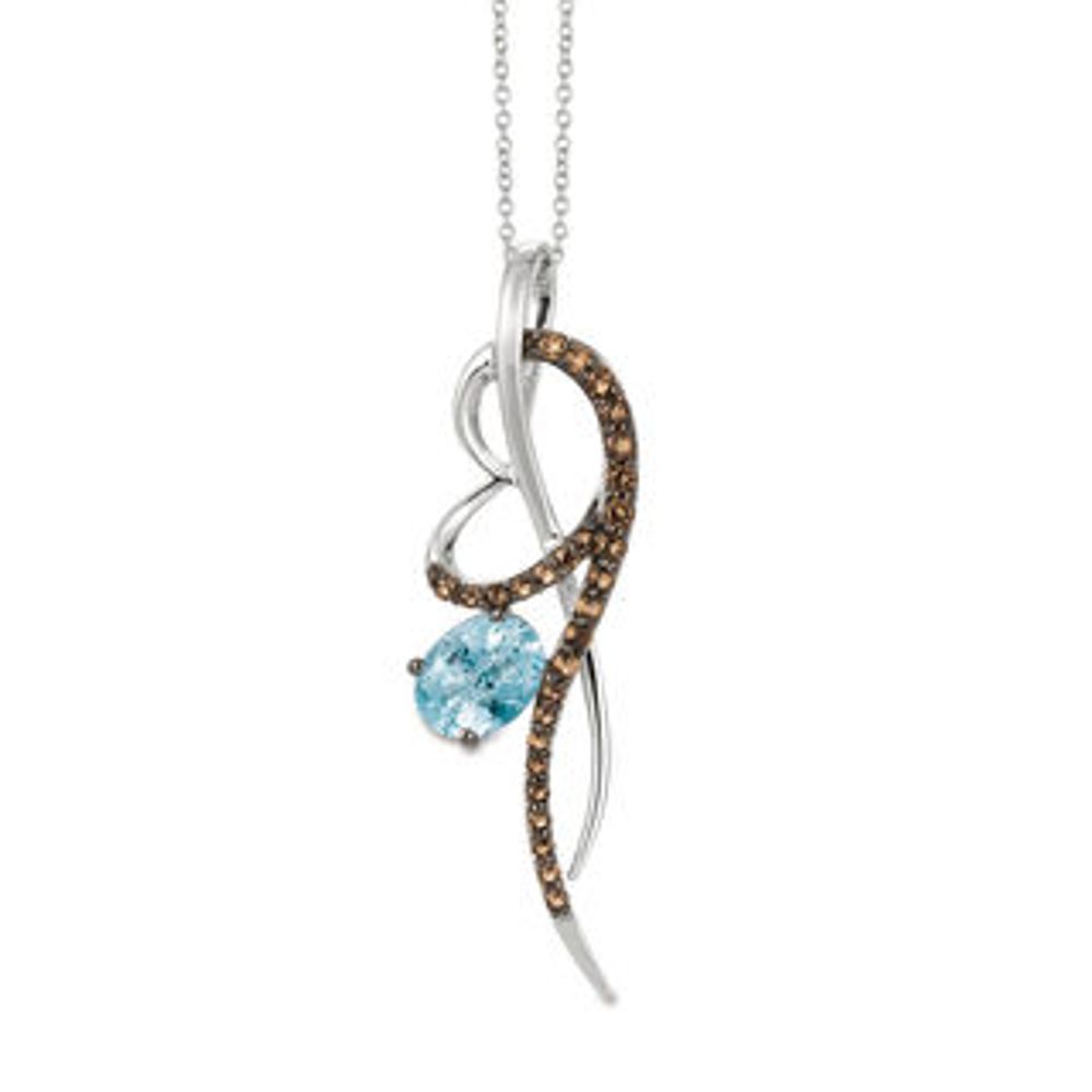 Le Vian® Sea Blue Aquamarine™ and Chocolate Quartz™ Abstract Heart Pendant in 14K Vanilla Gold™|Peoples Jewellers