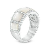 Mother-of-Pearl and Lab-Created White Sapphire Five Stone Ring in Sterling Silver|Peoples Jewellers