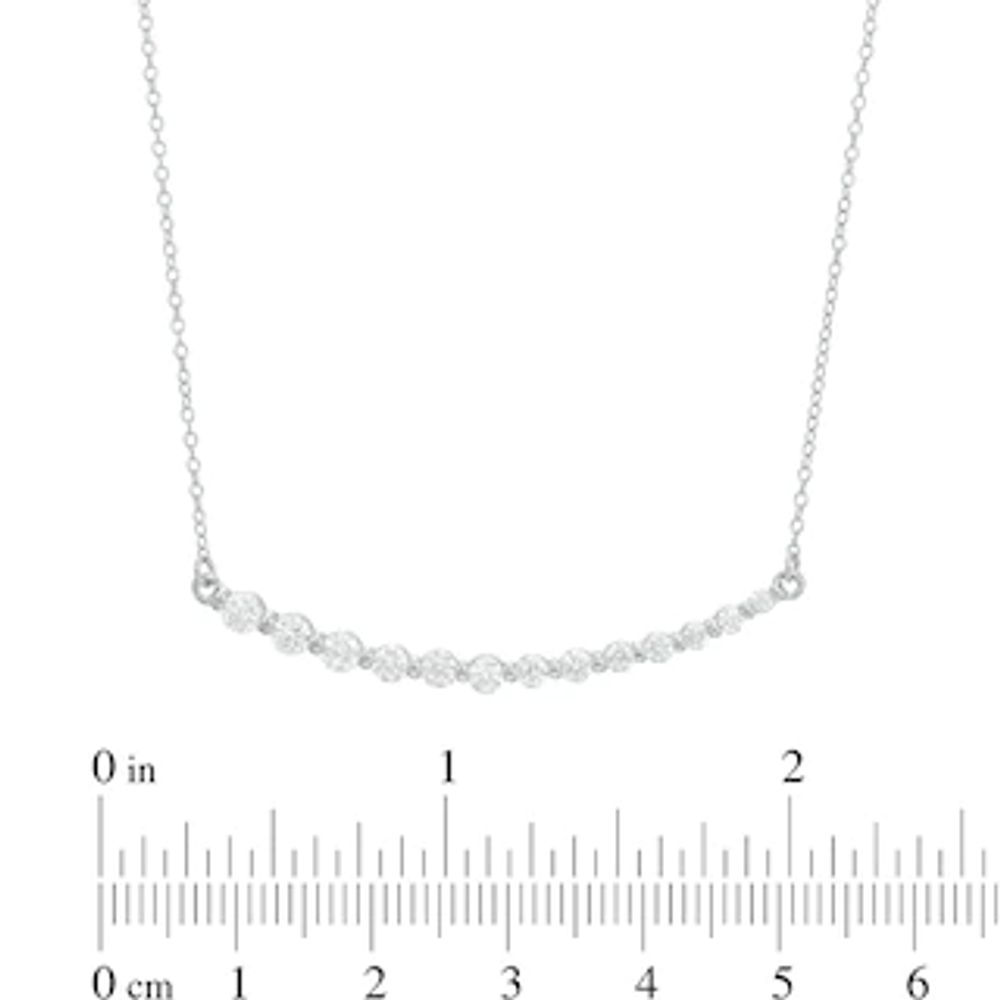 Lab-Created White Sapphire Curved Bar Necklace in Sterling Silver|Peoples Jewellers