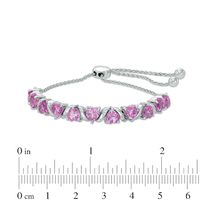 5.0mm Heart-Shaped Lab-Created Pink Sapphire Bolo Bracelet in Sterling Silver - 9.5"|Peoples Jewellers