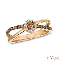 Le Vian Chocolate Diamonds® 0.34 CT. T.W. Diamond Frame Split Shank Ring in 14K Strawberry Gold™|Peoples Jewellers