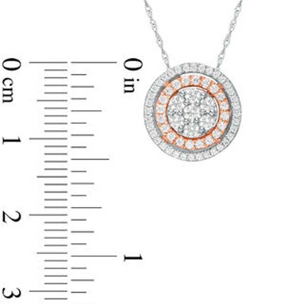 0.50 CT. T.W. Composite Diamond Double Frame Pendant in 10K Two-Tone Gold|Peoples Jewellers