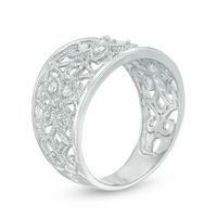 0.15 CT. T.W. Diamond Vintage Style Flower Ring in Sterling Silver|Peoples Jewellers