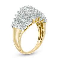 1.00 CT. T.W. Baguette and Round Diamond Multi-Row Ring in 10K Gold|Peoples Jewellers