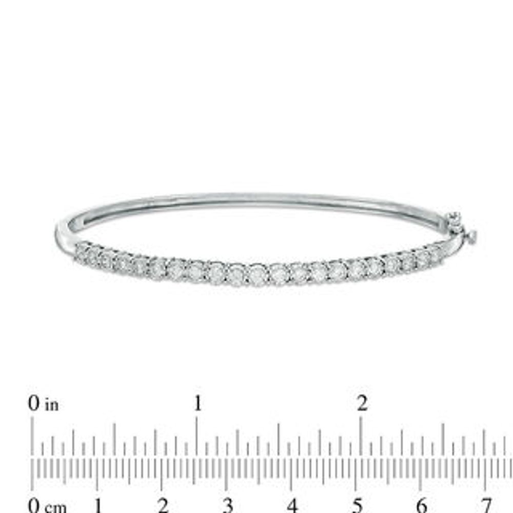 1.00 CT. T.W. Diamond Straight Line Hinged Bangle in 10K White Gold|Peoples Jewellers