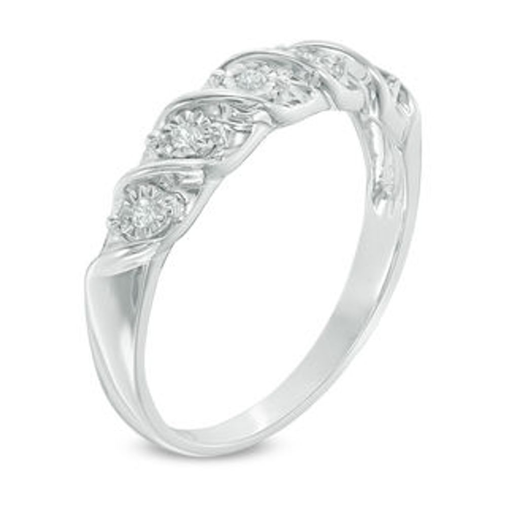 Diamond Accent Five Stone "S" Anniversary Band in Sterling Silver|Peoples Jewellers