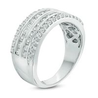 0.95 CT. T.W. Diamond Four Row Anniversary Band in 10K White Gold|Peoples Jewellers