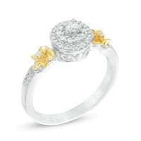 0.23 CT. T.W. Diamond Frame Flower Engagement Ring in Sterling Silver and 10K Gold|Peoples Jewellers