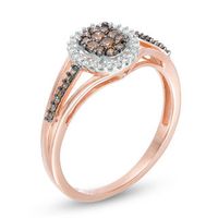 0.25 CT. T.W. Composite Champagne and White Diamond Oval Frame Ring in 10K Rose Gold|Peoples Jewellers