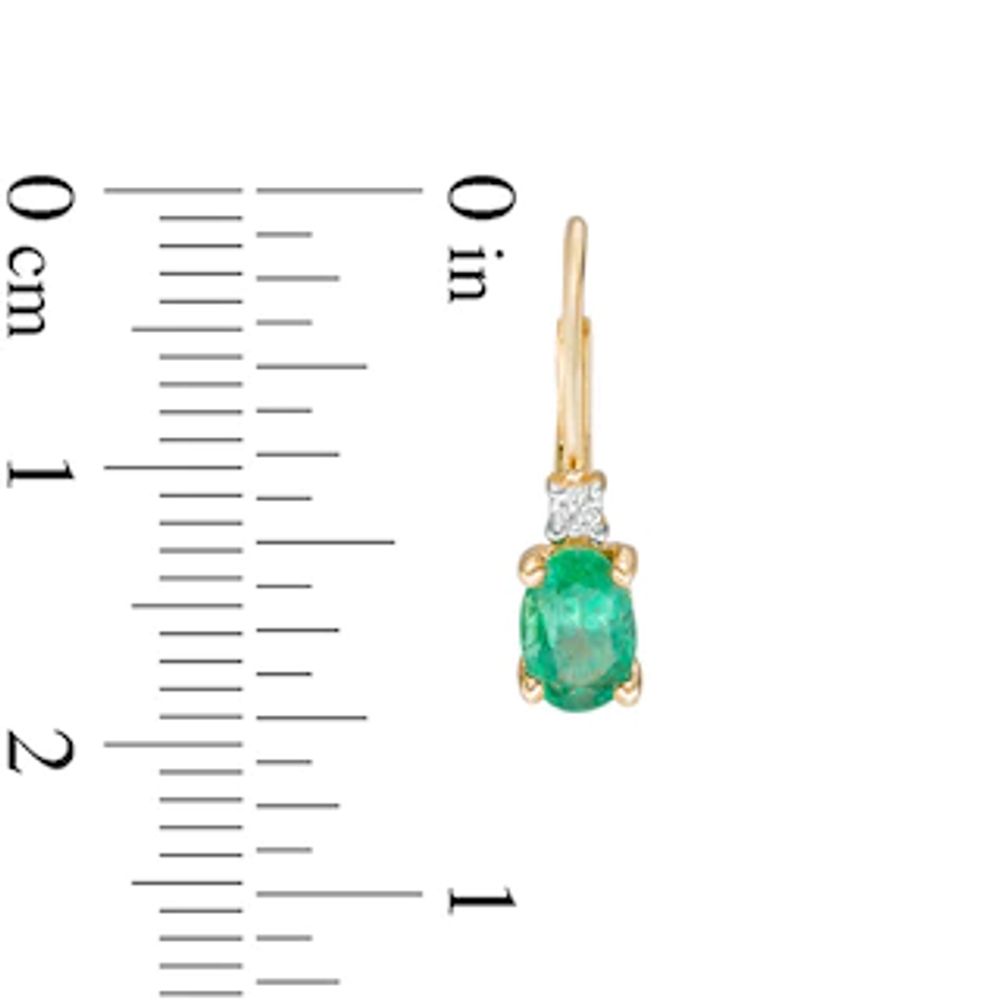 Oval Emerald and Diamond Accent Drop Earrings in 10K Gold|Peoples Jewellers