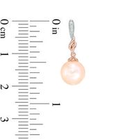 Dyed Pink Freshwater Cultured Pearl and Lab-Created White Sapphire Earrings in Sterling Silver with 14K Rose Gold Plate|Peoples Jewellers