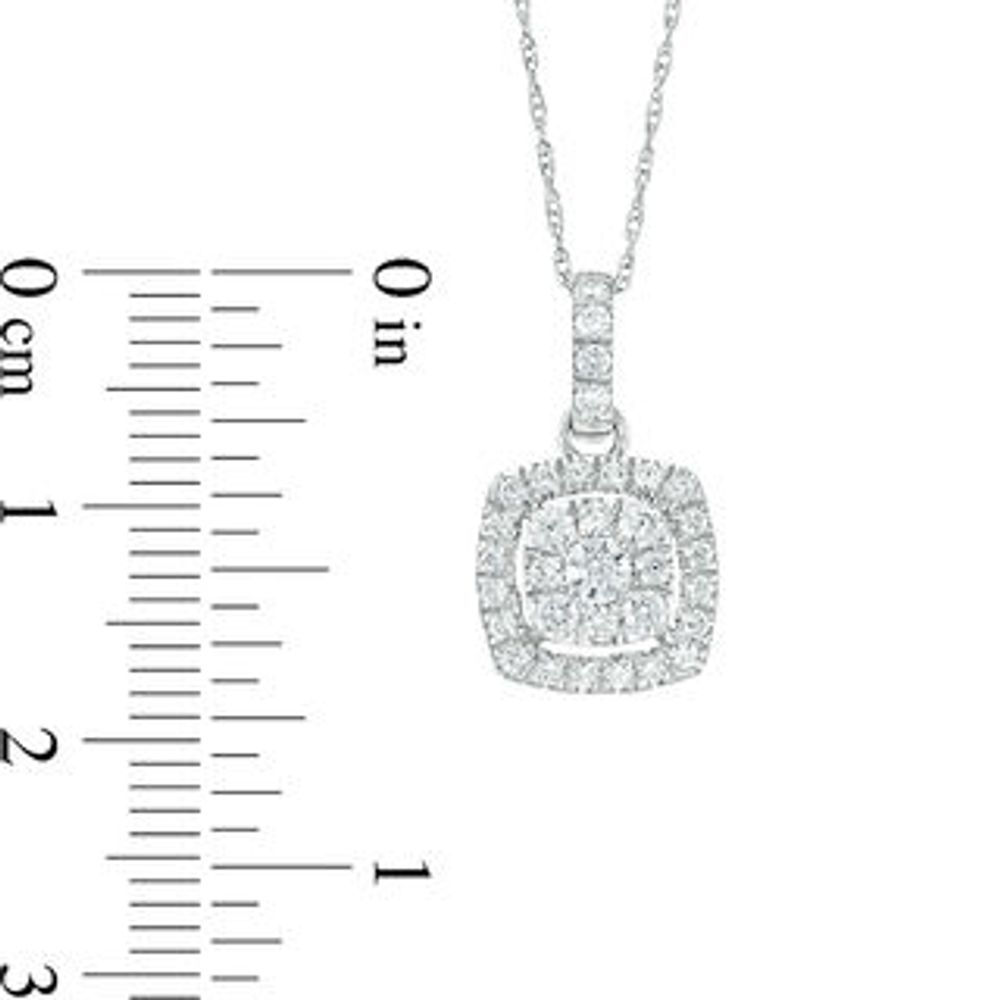 0.50 CT. T.W. Composite Diamond Cushion Frame Pendant in 10K White Gold|Peoples Jewellers