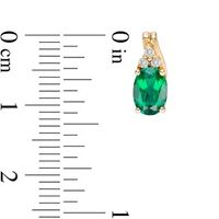 Oval Lab-Created Emerald and White Sapphire Drop Earrings in Sterling Silver with 14K Gold Plate|Peoples Jewellers