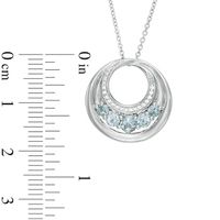 Aquamarine and Diamond Accent Five Stone Circle Pendant in Sterling Silver|Peoples Jewellers
