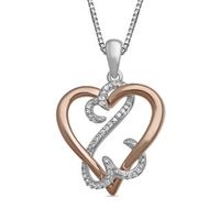 Open Hearts by Jane Seymour™ 0.07 CT. T.W. Diamond Interlocking Pendant in Sterling Silver and 10K Rose Gold|Peoples Jewellers