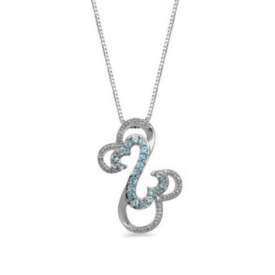 Open Hearts by Jane Seymour™ Blue Topaz and 0.10 CT. T.W. Interlocking Pendant in Sterling Silver|Peoples Jewellers