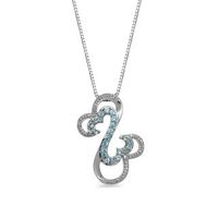 Open Hearts by Jane Seymour™ Blue Topaz and 0.10 CT. T.W. Interlocking Pendant in Sterling Silver|Peoples Jewellers