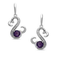 Open Hearts by Jane Seymour™ 5.0mm Amethyst and 0.04 CT. T.W. Diamond Drop Earrings in Sterling Silver|Peoples Jewellers