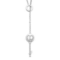 Open Hearts by Jane Seymour™ 0.04 CT. T.W. Diamond Lariat Key Necklace in Sterling Silver - 19"|Peoples Jewellers