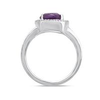 Open Hearts by Jane Seymour™ 8.0mm Amethyst and 0.10 CT. T.W. Diamond Frame Ring in Sterling Silver|Peoples Jewellers