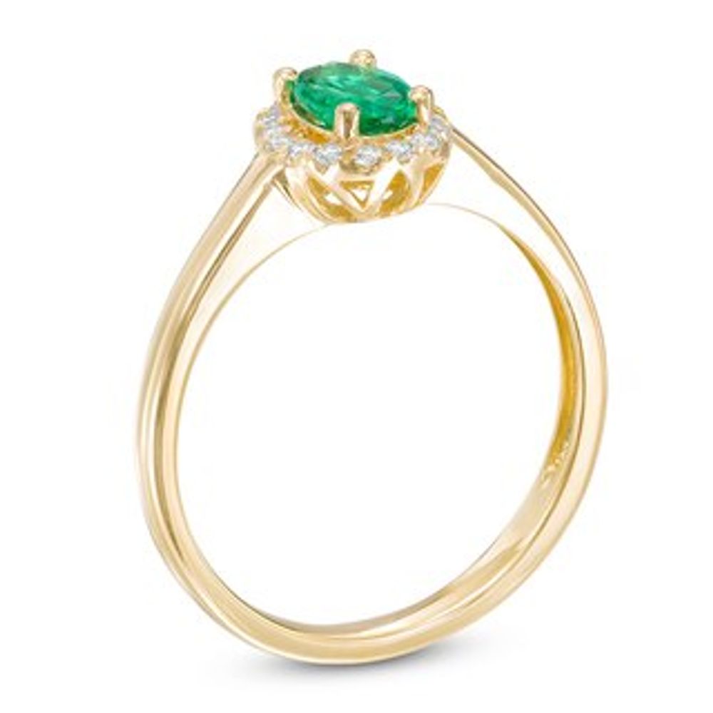 Oval Emerald and 0.11 CT. T.W. Diamond Frame Ring in 10K Gold|Peoples Jewellers