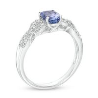 Oval Tanzanite and Lab-Created White Sapphire Braid Ring in Sterling Silver|Peoples Jewellers