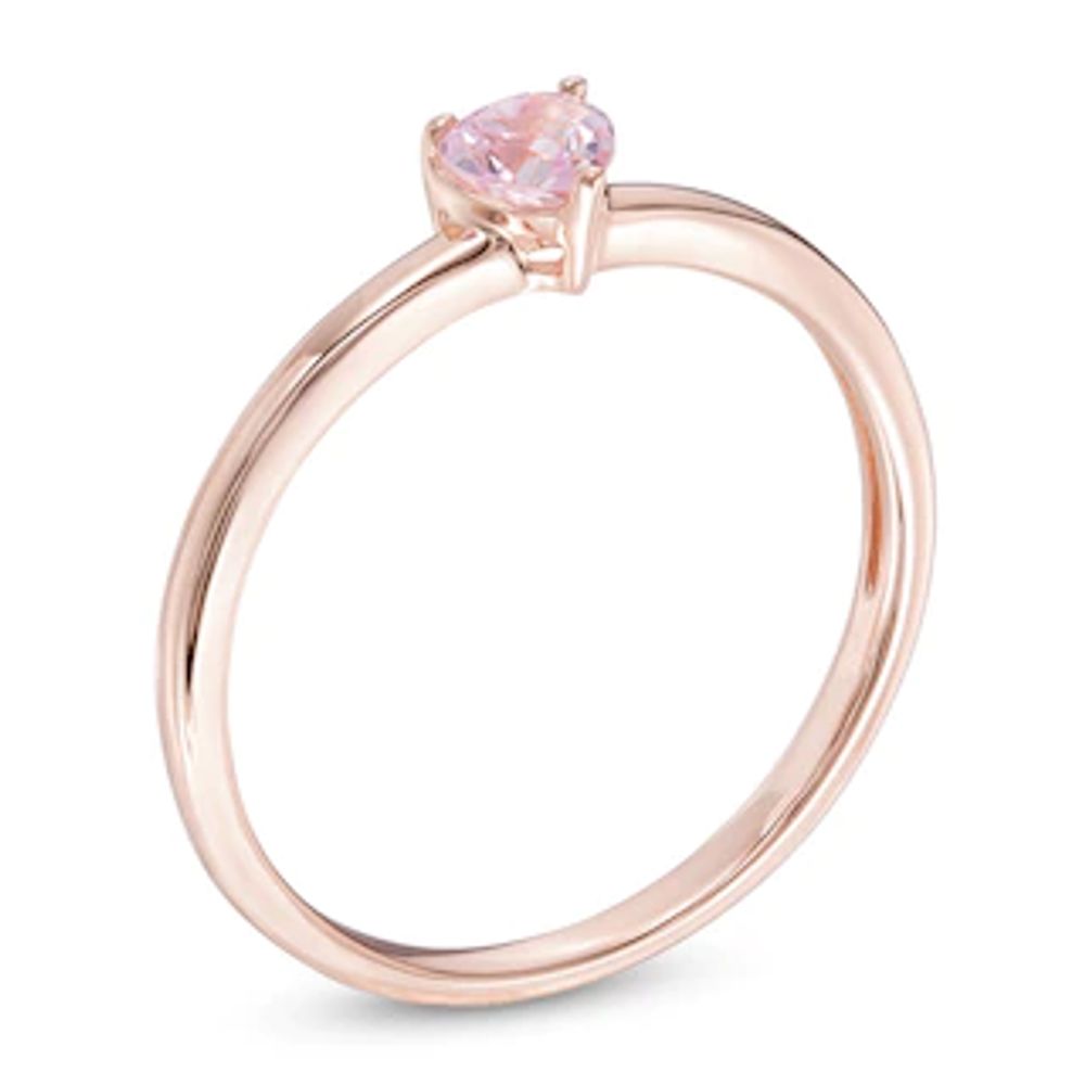 4.0mm Heart-Shaped Pink Sapphire Solitaire Ring in 10K Rose Gold|Peoples Jewellers