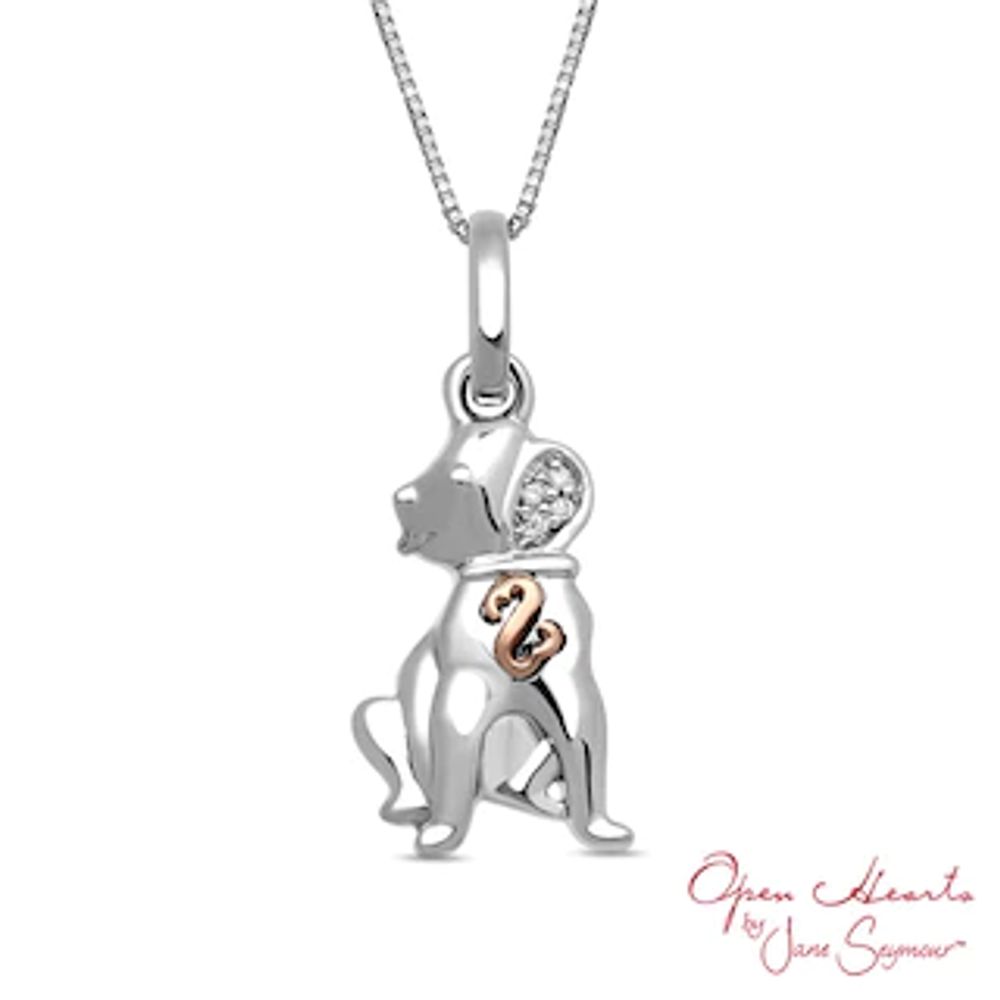 Open Hearts by Jane Seymour™ Diamond Accent Puppy Pendant in Sterling Silver and 10K Rose Gold|Peoples Jewellers