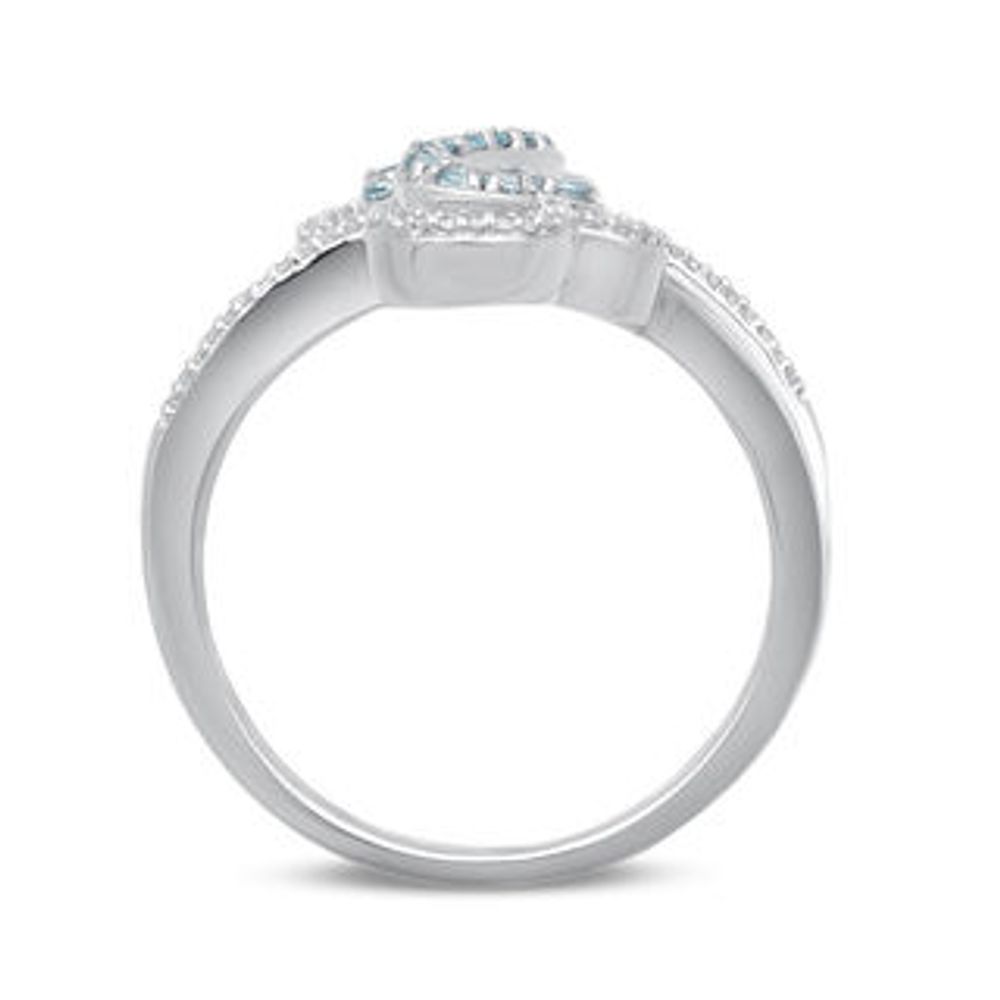 Open Hearts by Jane Seymour™ 0.10 CT. T.W. and Blue Topaz Wave Ring in Sterling Silver|Peoples Jewellers