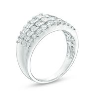 0.95 CT. T.W. Diamond Three Row Step Ring in 10K White Gold|Peoples Jewellers