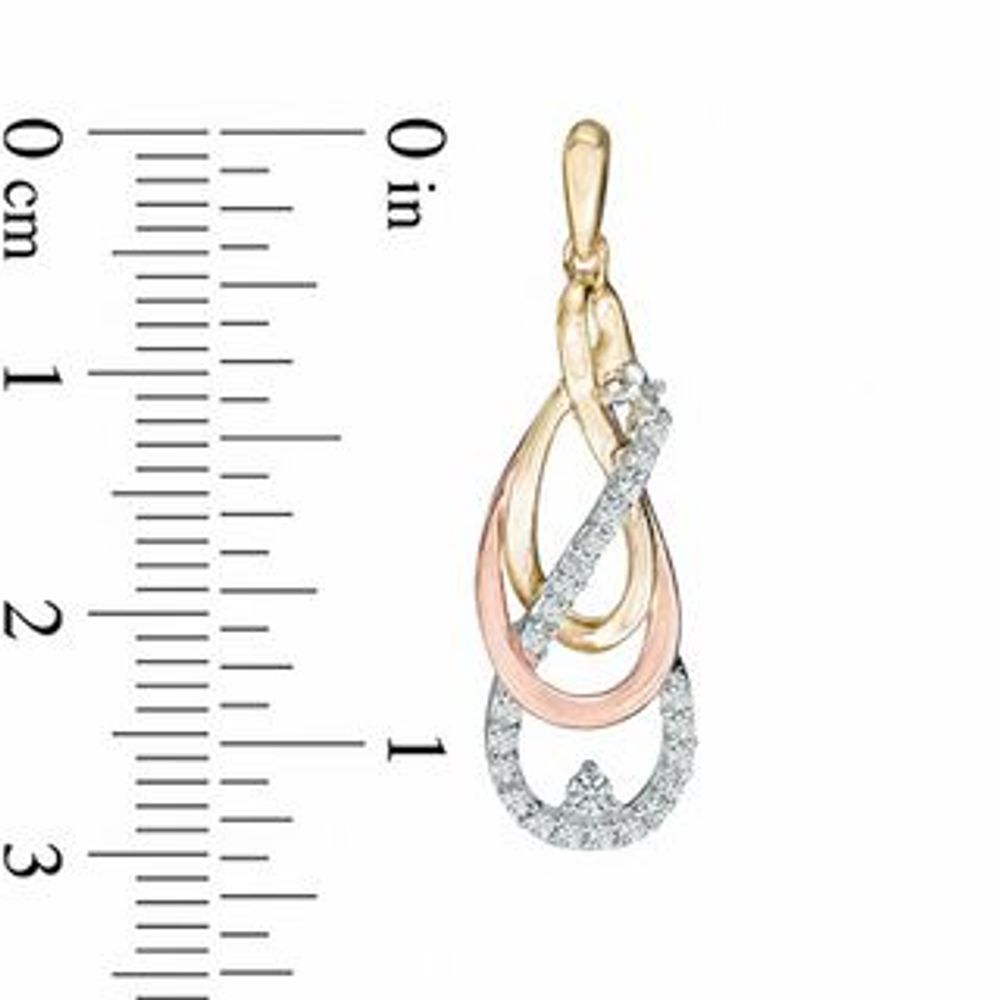 0.30 CT. T.W. Diamond Crossover Drop Earrings in 10K Tri-Tone Gold|Peoples Jewellers