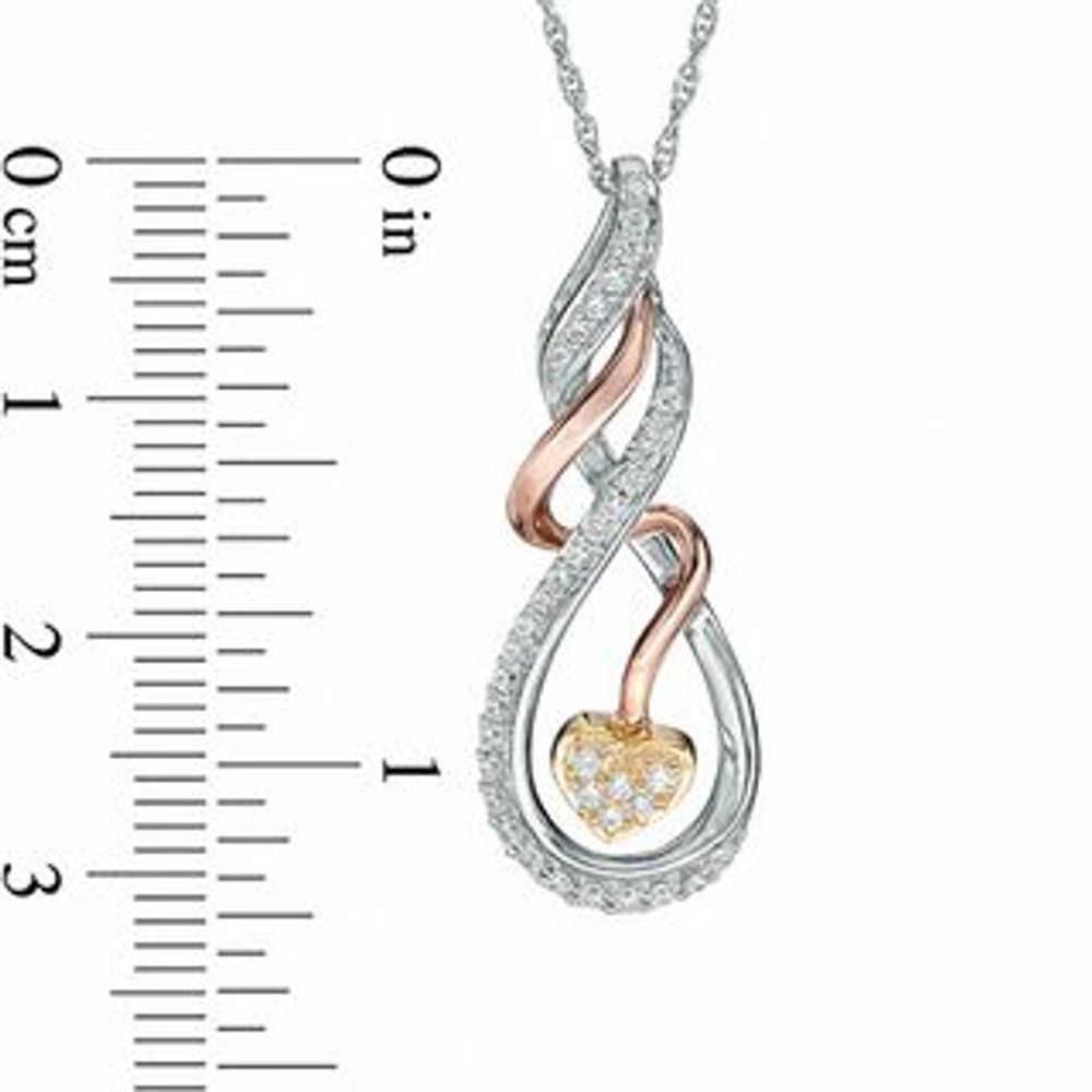 0.23 CT. T.W. Diamond Infinity Loop with Heart Pendant in 10K Tri-Tone Gold|Peoples Jewellers