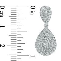 0.95 CT. T.W. Composite Diamond Frame Pear-Shaped Drop Earrings in 10K White Gold|Peoples Jewellers