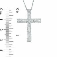 0.83 CT. T.W. Baguette Diamond Cross Pendant in 10K White Gold|Peoples Jewellers