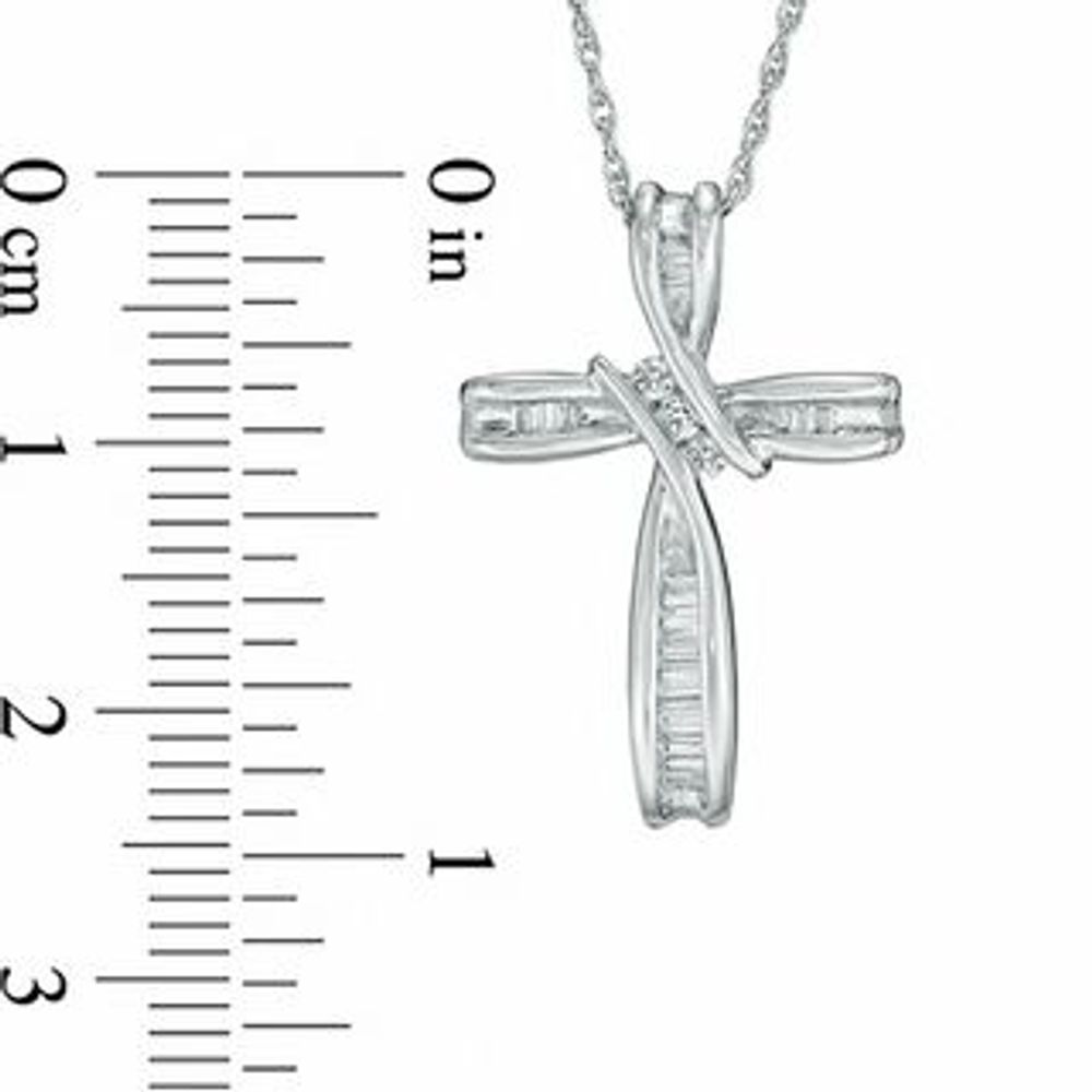 0.18 CT. T.W. Diamond Bypass Cross Pendant in 10K White Gold|Peoples Jewellers