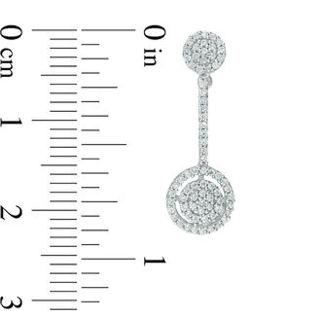 0.45 CT. T.W. Diamond Double Frame Pendulum Drop Earrings in 10K White Gold|Peoples Jewellers
