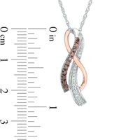 0.23 CT. T.W. Champagne and White Diamond Layered Crossover Pendant in 10K Two-Tone Gold|Peoples Jewellers