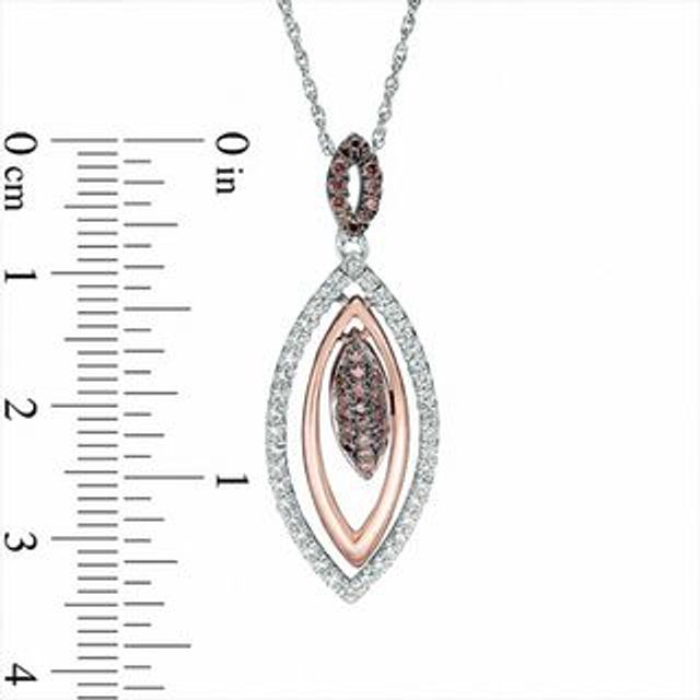 0.45 CT. T.W. Enhanced Champagne and White Diamond Marquise Pendant in 10K Two-Tone Gold|Peoples Jewellers