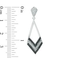 0.23 CT. T.W. Enhanced Black and White Diamond Chevron Drop Earrings in 10K White Gold|Peoples Jewellers