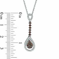 0.45 CT. T.W. Composite Champagne and White Diamond Pear-Shaped Pendulum Pendant in 10K White Gold|Peoples Jewellers