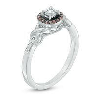 0.15 CT. T.W. Champagne and White Diamond Frame Promise Ring in Sterling Silver|Peoples Jewellers