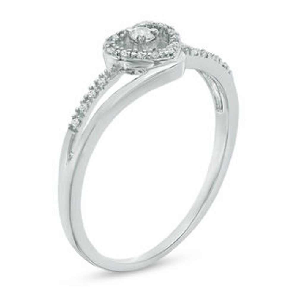 Diamond Accent Heart Split Shank Promise Ring in 10K White Gold|Peoples Jewellers