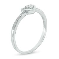 Composite Diamond Accent Three Stone Heart Promise Ring in 10K White Gold|Peoples Jewellers