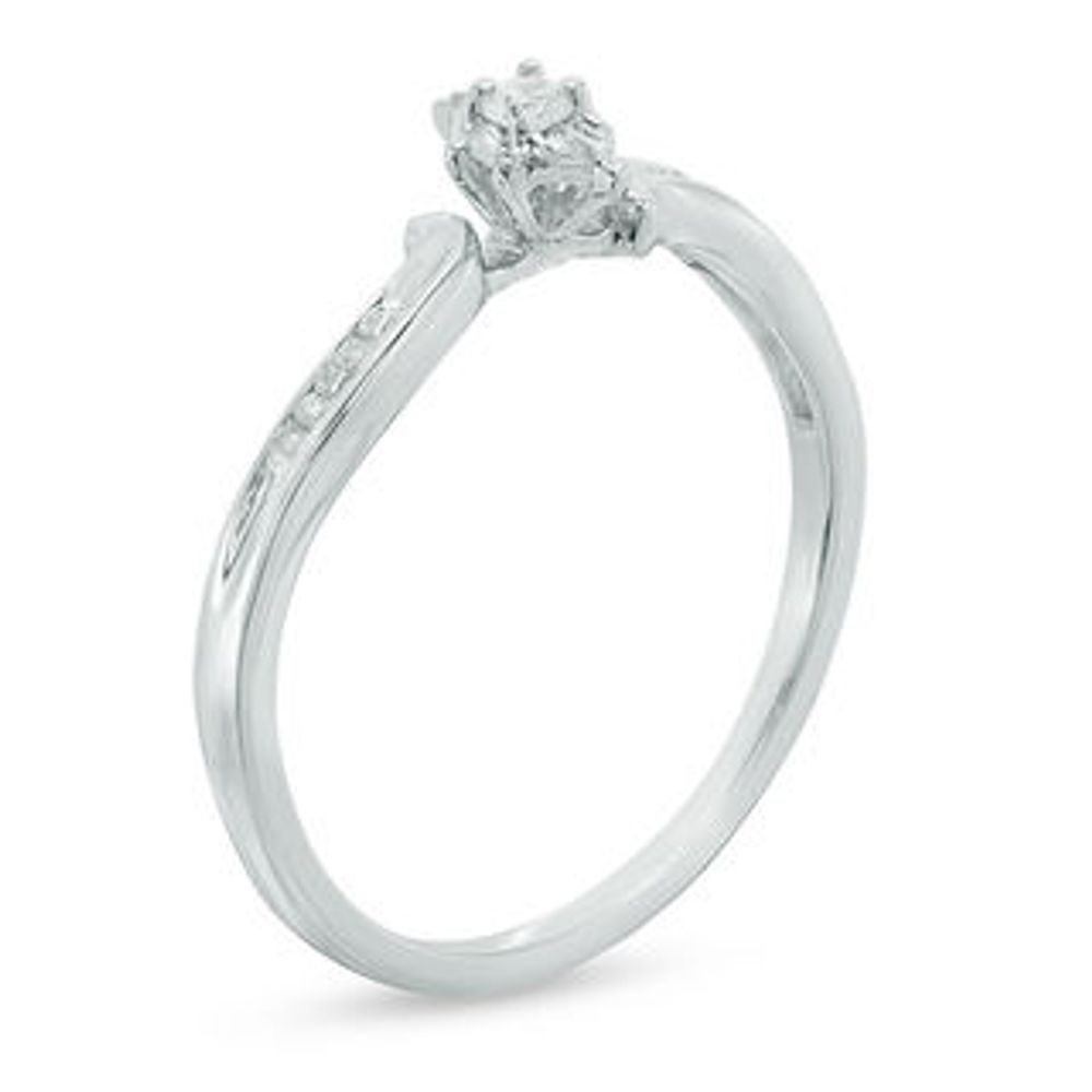 Diamond Accent Marquise Bypass Promise Ring in 10K White Gold|Peoples Jewellers