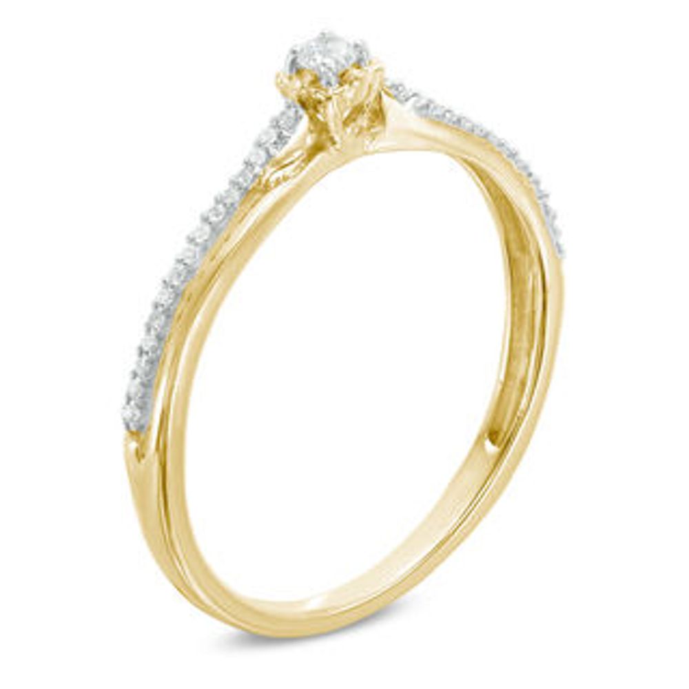 0.09 CT. T.W. Diamond Overlay Split Shank Promise Ring in 10K Gold|Peoples Jewellers