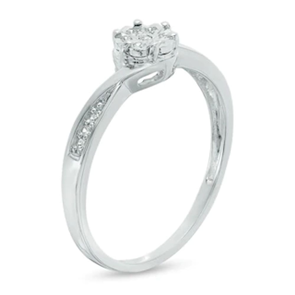 Composite Diamond Accent Bypass Promise Ring in 10K White Gold|Peoples Jewellers