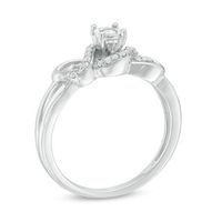 0.12 CT. T.W. Diamond Swirl Heart Sides Promise Ring in Sterling Silver|Peoples Jewellers