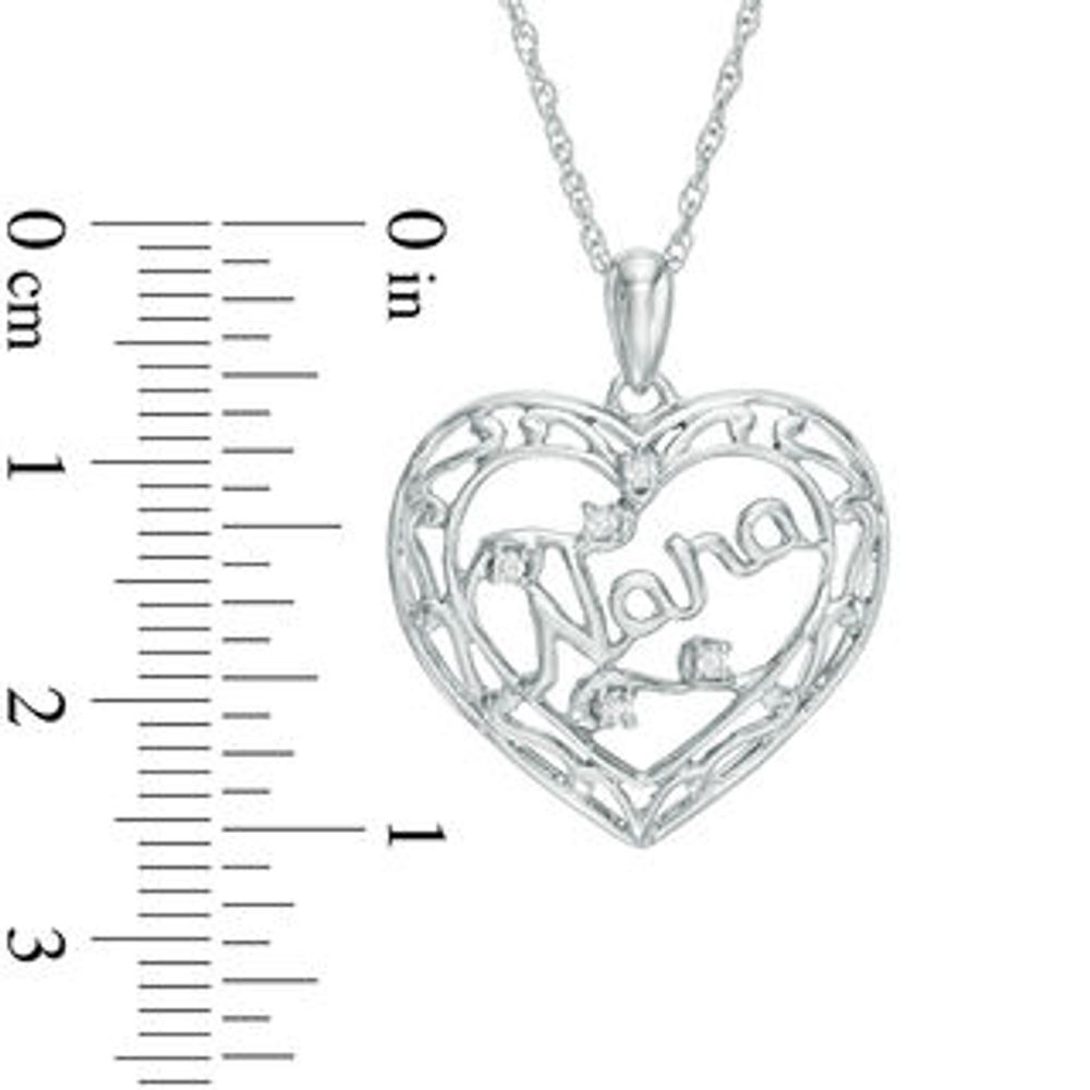 Diamond Accent "Nana" Heart Pendant in Sterling Silver|Peoples Jewellers