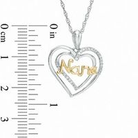 Diamond Accent "Nana" Double Heart Pendant in Sterling Silver and 10K Gold|Peoples Jewellers