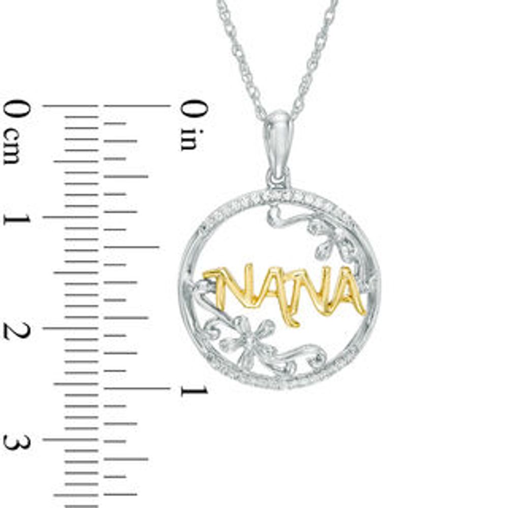 0.09 CT. T.W. Diamond "NANA" Open Circle Pendant in Sterling Silver and 10K Gold|Peoples Jewellers
